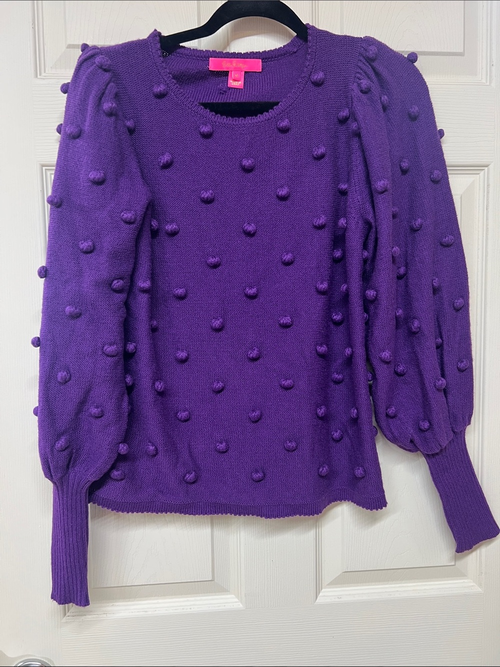 Lilly Pulitzer Purple Pom-Pom Crewneck Sweater